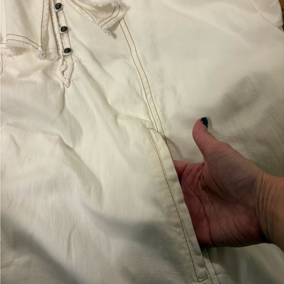 Pilcro Anthropologie Ruffle V-Neck Shift Dress 100% Cotton Ivory Size XL - Picture 8 of 10